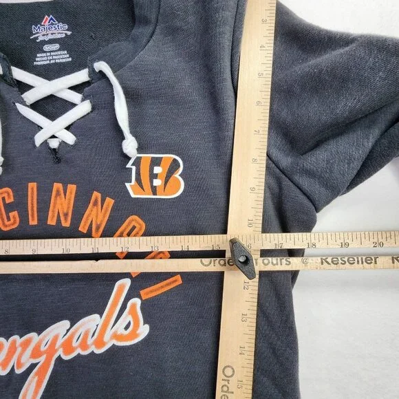 Cincinnati Bengals NFL Tunic Sweatshirt Women S Black Hyper Lace Up Majestic - Picture 7 of 10